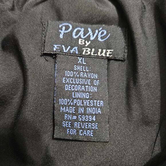 New Pave by Eva Blue Skirt Handkerchief Embellished Maxi Floral Lagenlook XL - Picture 9 of 13